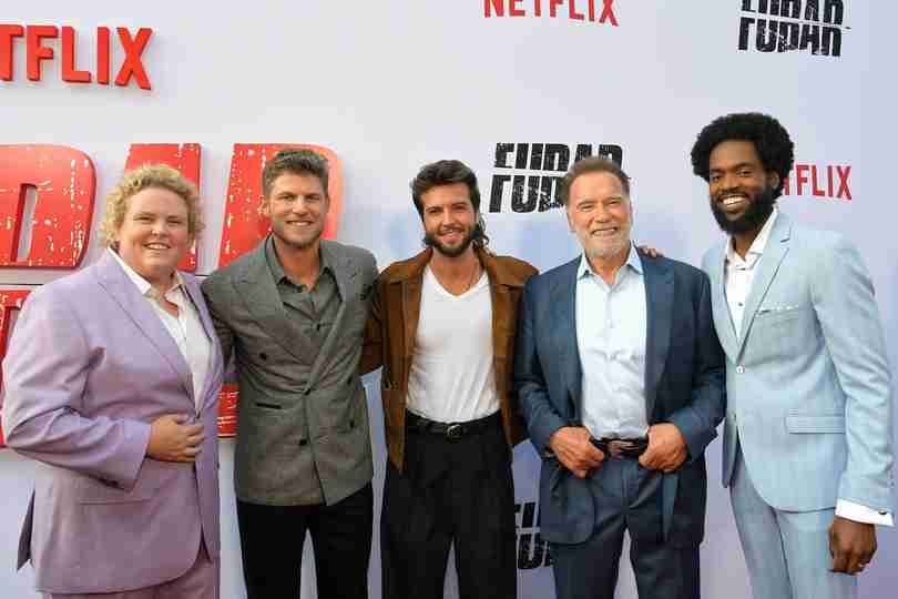 FUBAR Season 2 - Fortune Feimster, Travis Van Winkle, Guy Burnet, Arnold Schwarzenegger and Milan Carter at the Los Angeles Premiere