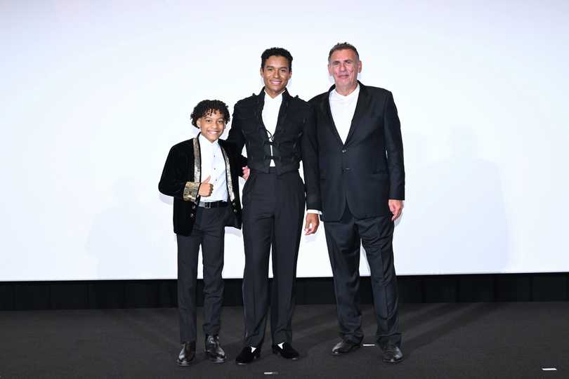 Michael - Jaafar Jackson, Juliano Krue Valdi and Graham King at the Japan Premiere