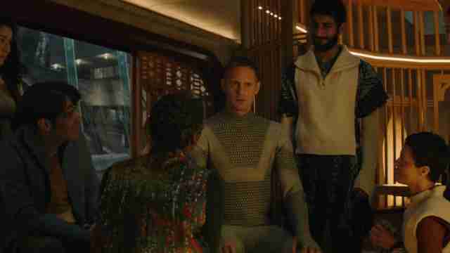 Murderbot Season 1 - Tamara Podemski, David Dastmalchian, Noma Dumezweni, Alexander Skarsgård, Akshay Khanna and Tattiawna Jones Scene