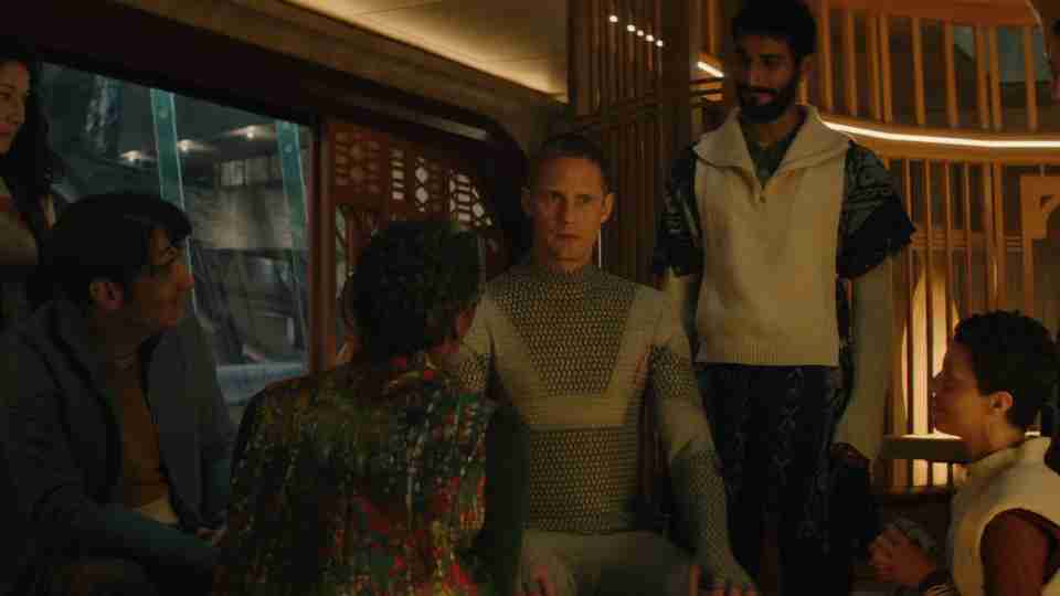 Murderbot Season 1 - Tamara Podemski, David Dastmalchian, Noma Dumezweni, Alexander Skarsgård, Akshay Khanna and Tattiawna Jones Scene