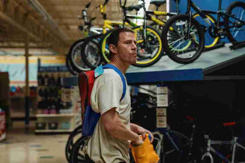 Roofman - Channing Tatum in the Bicycle Department of a Store