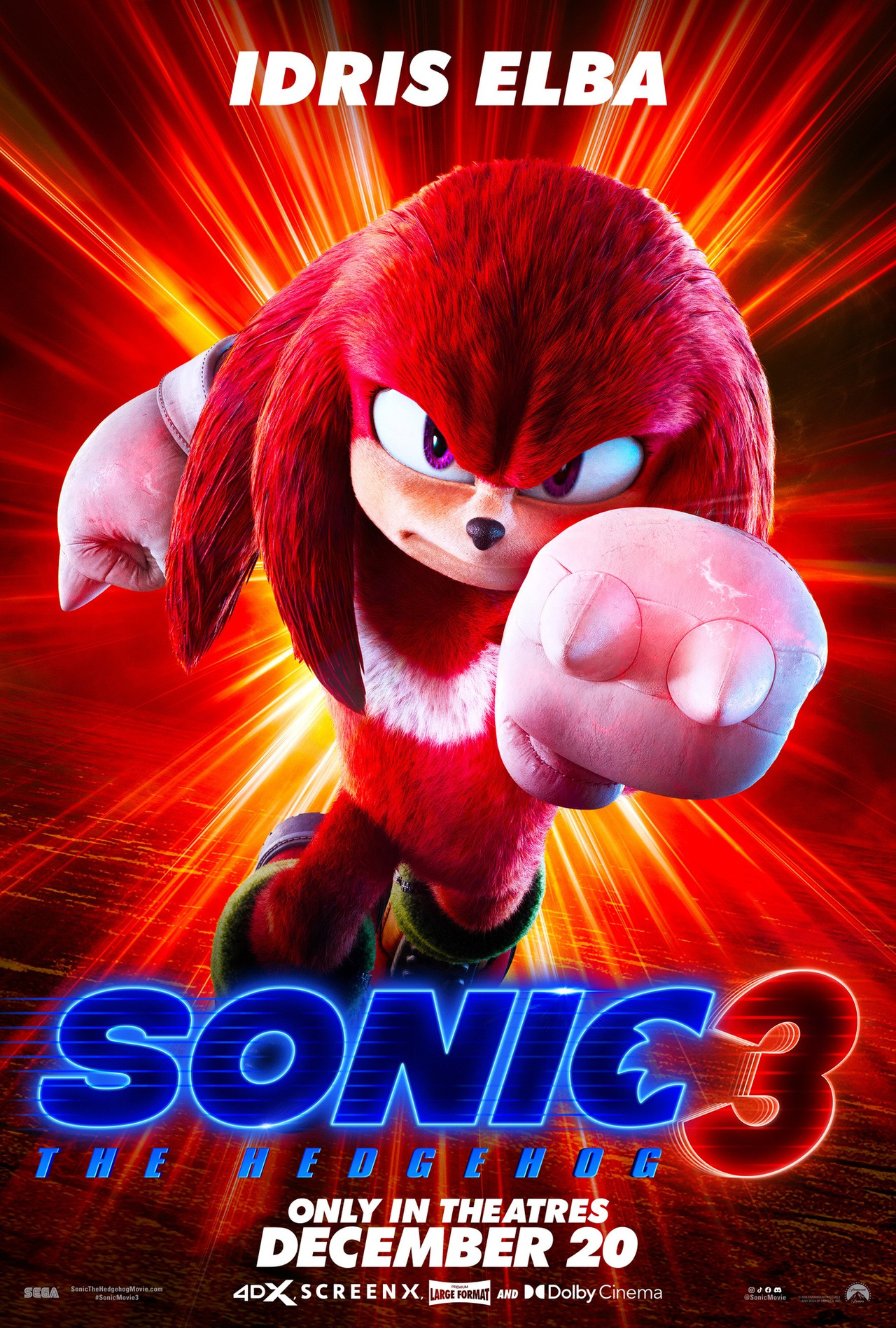 Sonic the Hedgehog 3 - Idris Elba - Knuckles Character Poster