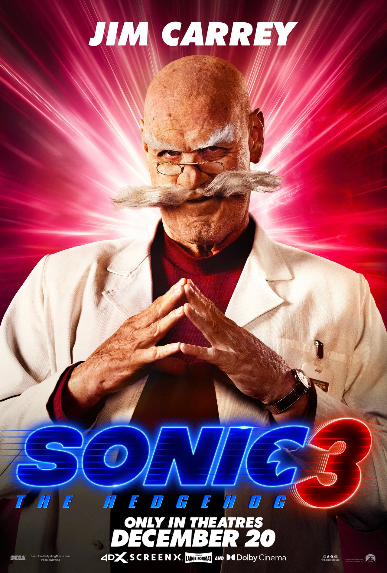 Sonic the Hedgehog 3 - Jim Carrey - Gerald Robotnik Character Poster