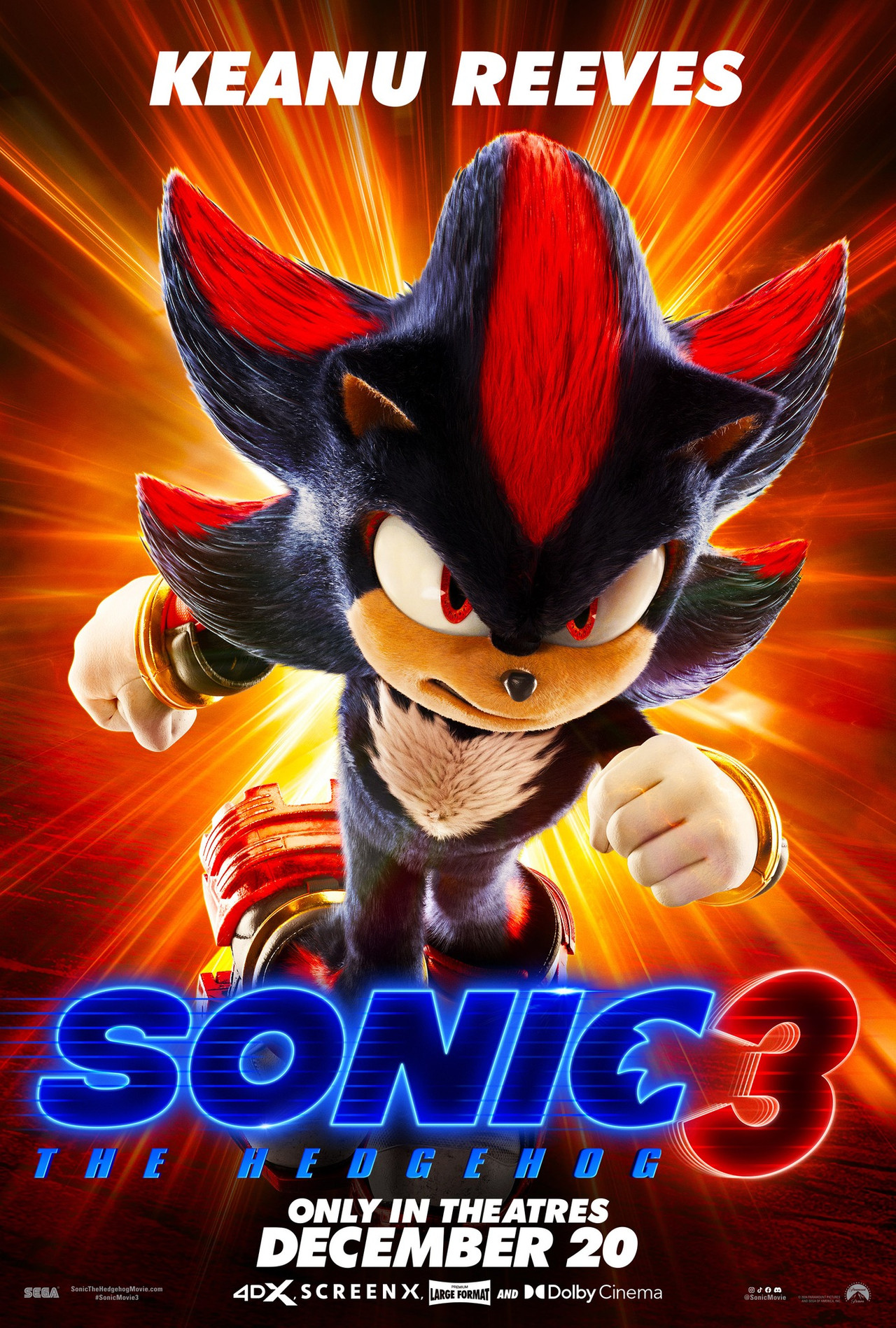 Sonic the Hedgehog 3 - Keanu Reeves - Shadow Character Poster