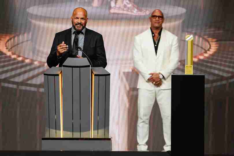 The Smashing Machine - Dwayne Johnson and Mark Kerr at UFC Hall of Fame