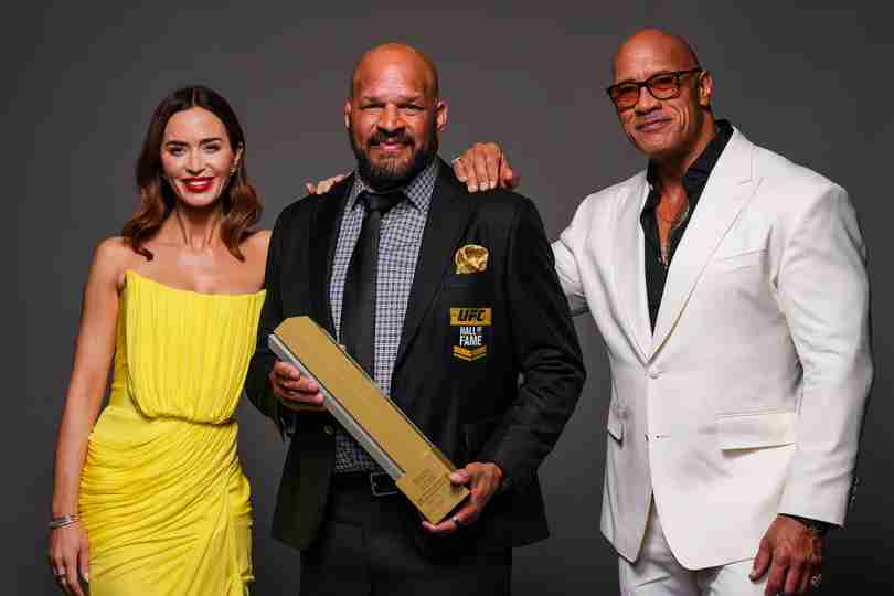 The Smashing Machine - Emily Blunt, Dwayne Johnson and Mark Kerr at UFC Hall of Fame