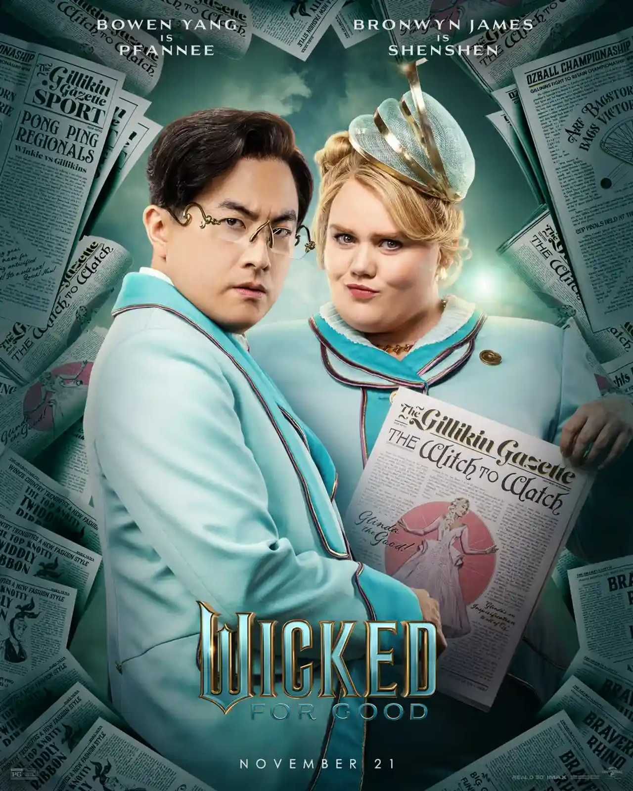 Wicked: For Good - Bowen Yang and Bronwyn James Character Poster
