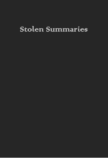 Stolen Summaries Poster