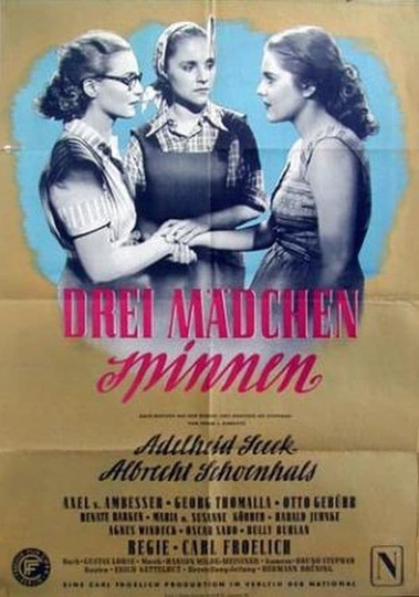 Drei Mädchen spinnen