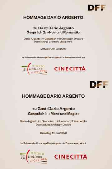 Dario Argento in conversation at the DFF Poster