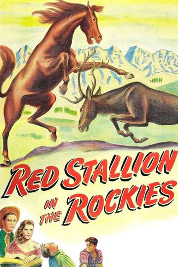 Red Stallion In The Rockies Poster
