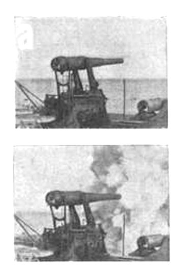 Ten Inch Disappearing Carriage Gun Loading and Firing, Sandy Hook