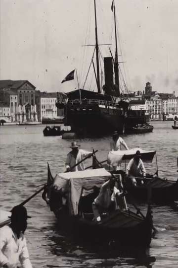 Venice, harbour scene with gondolas