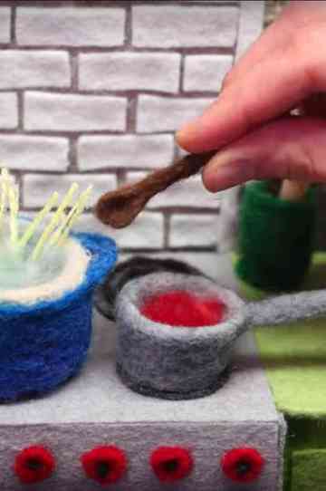 Cooking with Wool Pasta with Red Sauce