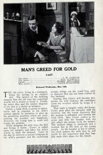 Man's Greed for Gold Poster