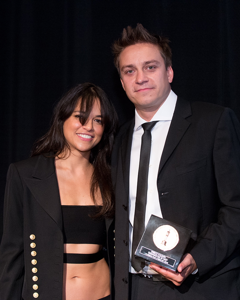 Actress Michelle Rodriguez and Patrick Vollrath winner of the bronze medal in the foreign film category