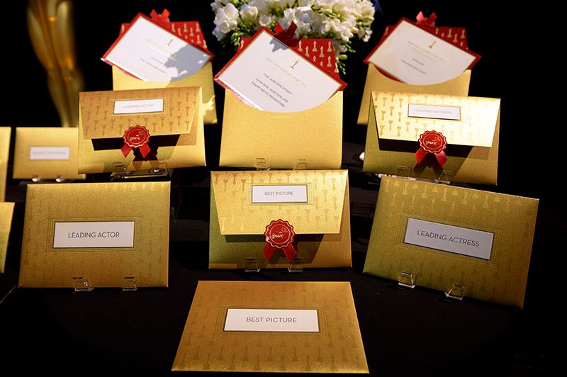 Marc Friedland-designed Oscar envelopes as seen during the 88th Annual Academy Awards Governors Ball press preview in Los Angeles on Feb. 18.