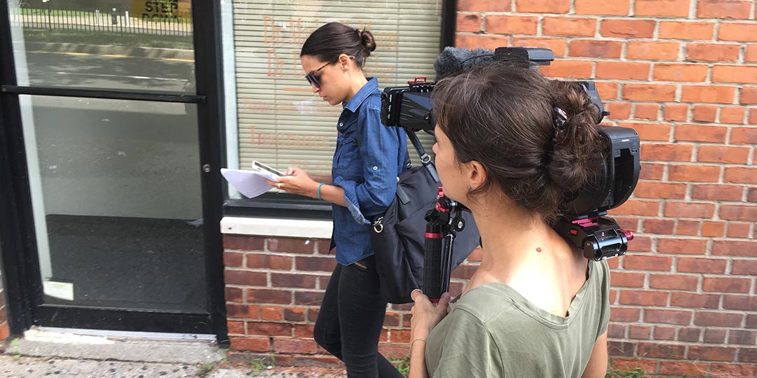 Director Rachel Lears (right) following Alexandria Ocasio-Cortez while making 'Knock Down the House.' Courtesy of Netflix