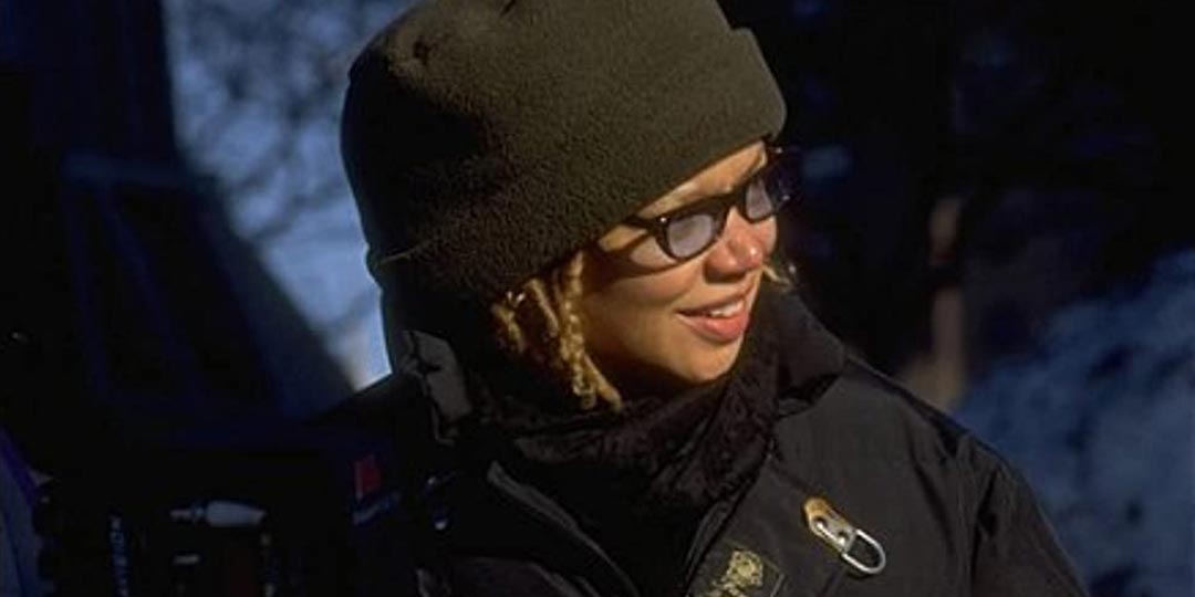 Director Kasi Lemmons on the set of 'The Caveman's Valentine' just after the birth of her second child.