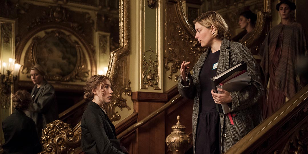 Saoirse Ronan & Greta Gerwig on the set of 'Little Women.'