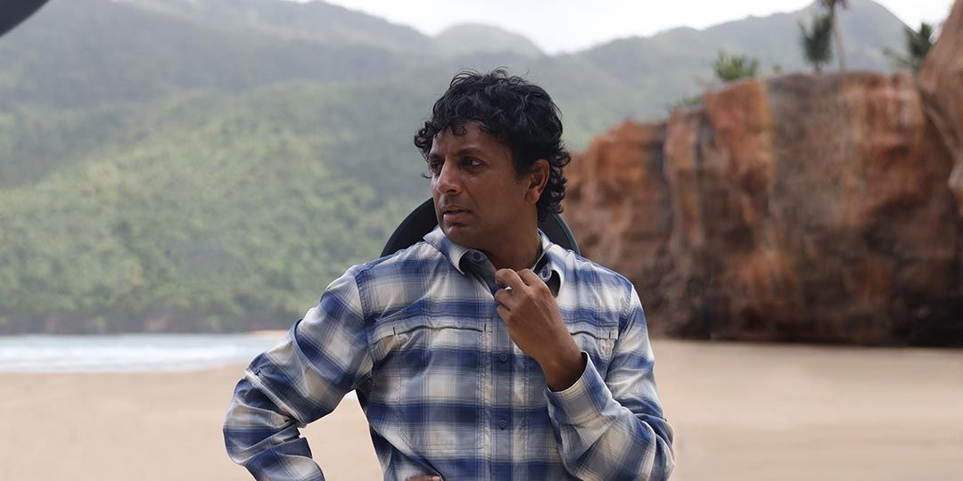 Writer/director M. Night Shyamalan on the set of 'Old'