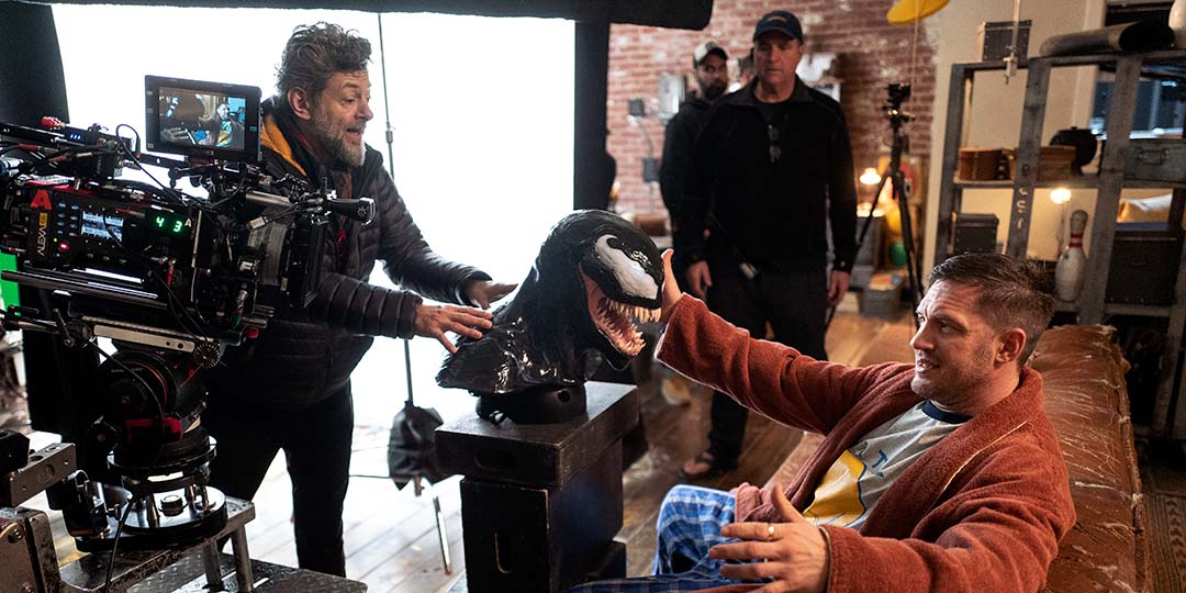 Director Andy Serkis and Tom Hardy on the set of 'Venom: Let There Be Carnage'