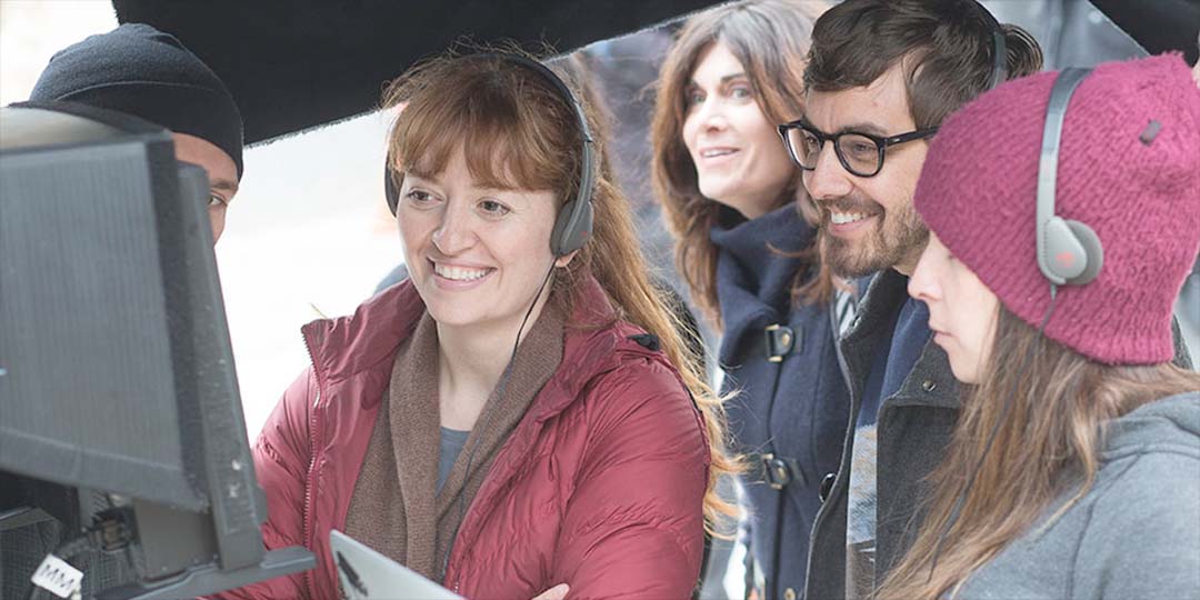 Marielle Heller (center) on the set of 'Diary of a Teenage Girl'