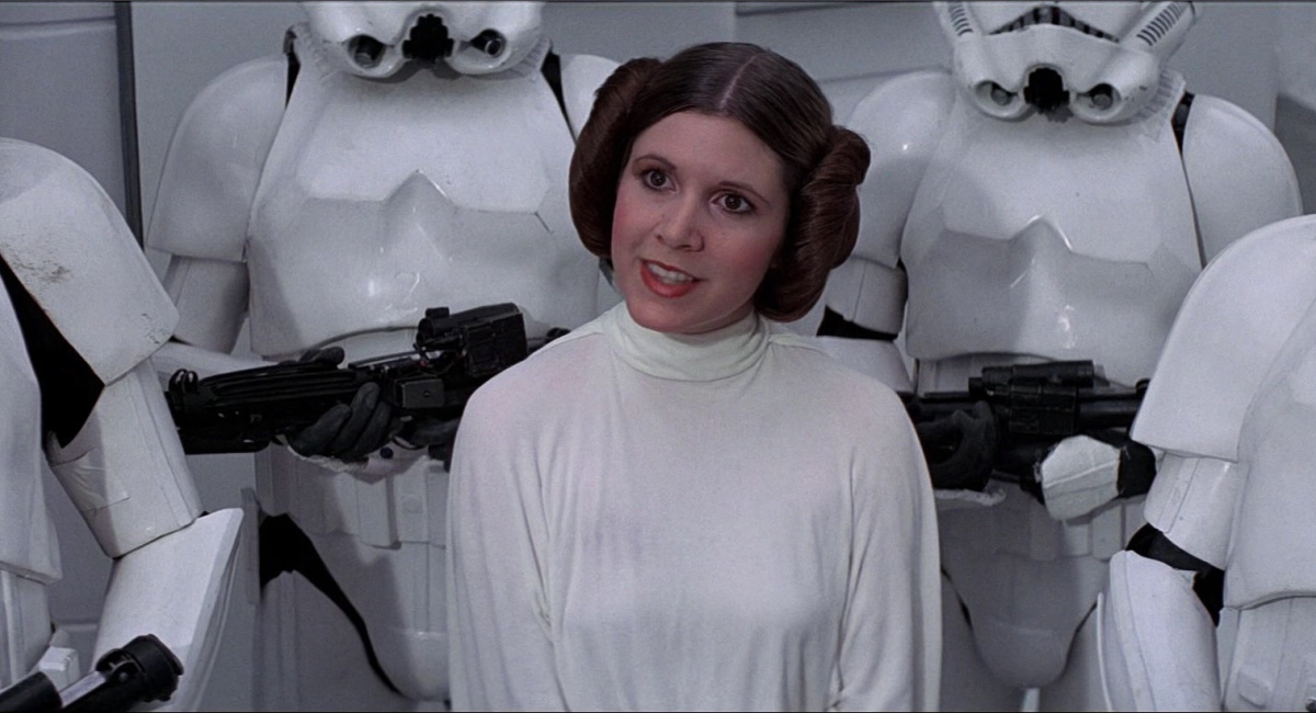 Carrie Fisher as Princess Leia in 'Star Wars: Episode IV - A New Hope'