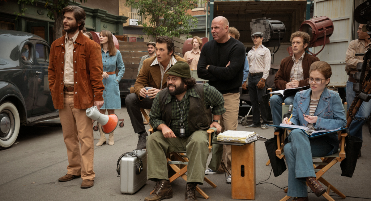 Miles Teller as Al Ruddy and Dan Fogler as Francis Ford Coppola