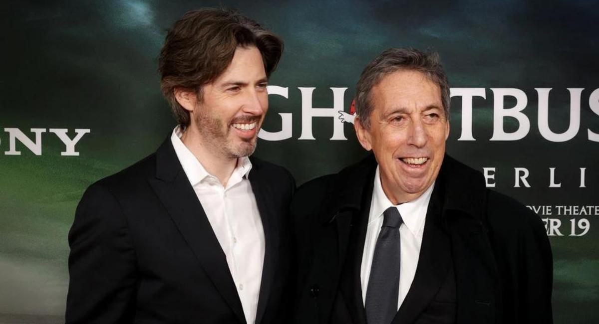 (L to R) Jason Reitman and Ivan Reitman at Premiere of 'Ghostbusters: Afterlife.' Photo Courtesy of Reuters.