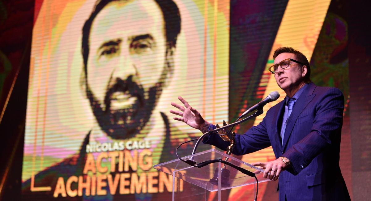 Nicolas Cage winning an award