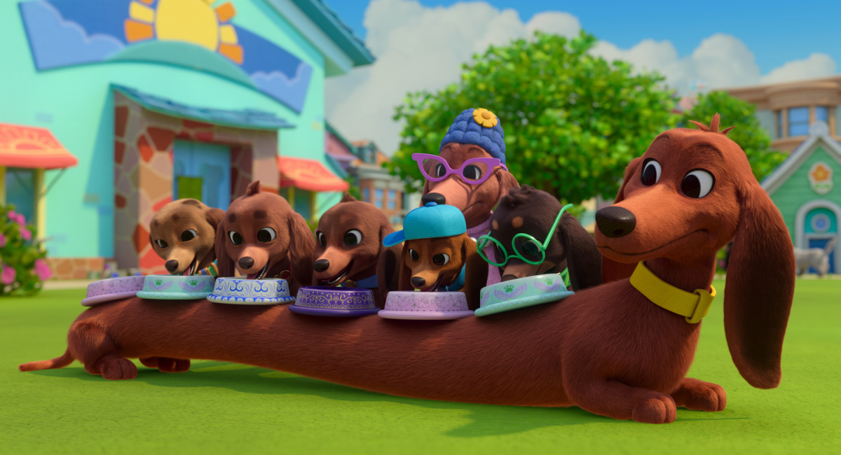 Pretzel teaching pups