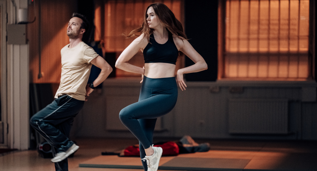 Aaron Paul and Karen Gillan dancing