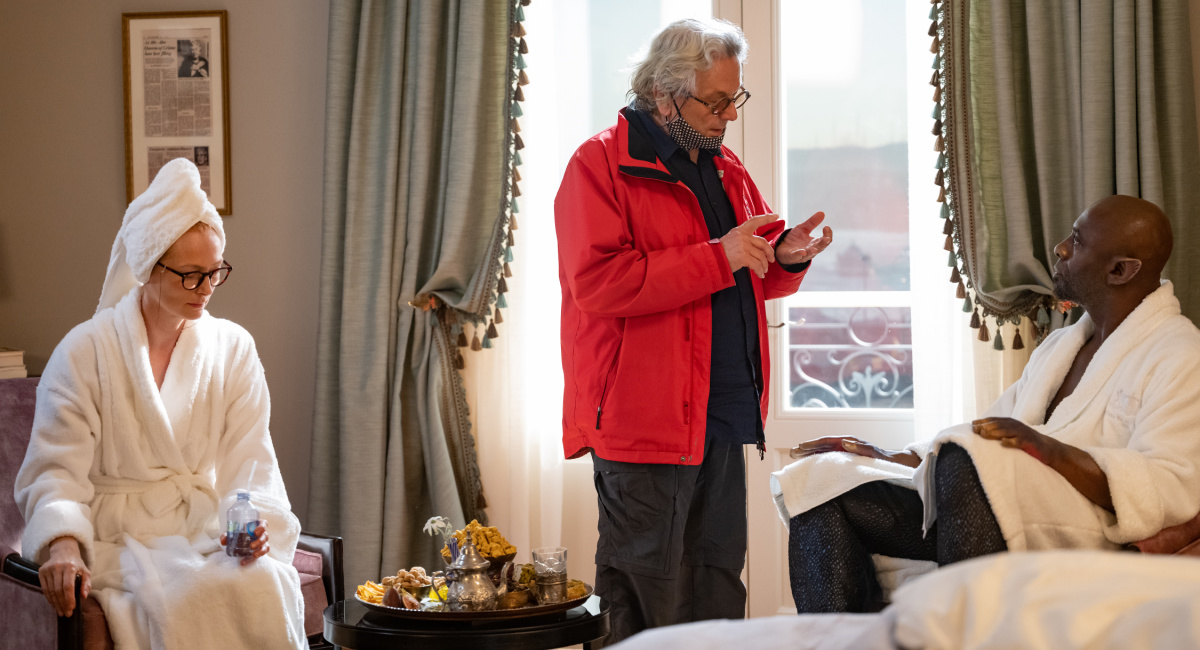 Tilda Swinton and Idris Elba with director George Miler