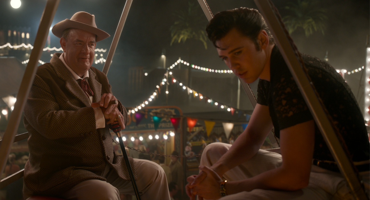Tom Hanks as Colonel Tom Parker and Austin Butler as Elvis in Warner Bros. Pictures’ drama 'Elvis.'