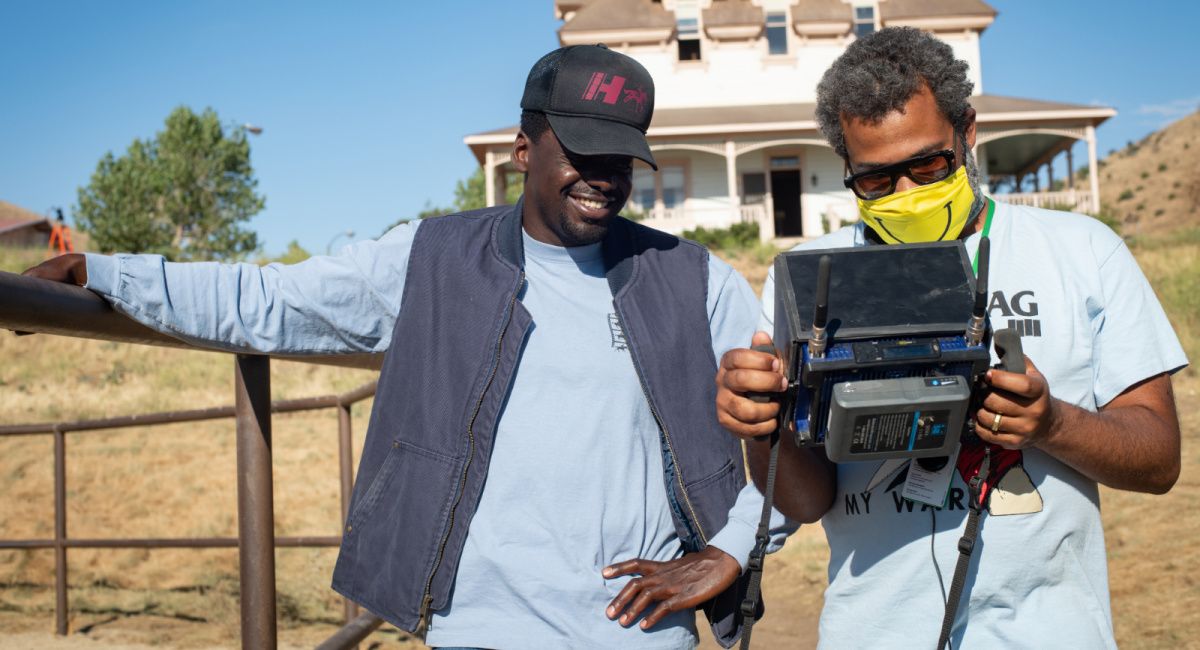Daniel Kaluuya and Writer/Director/Producer Jordan Peele on the set of 'Nope.'