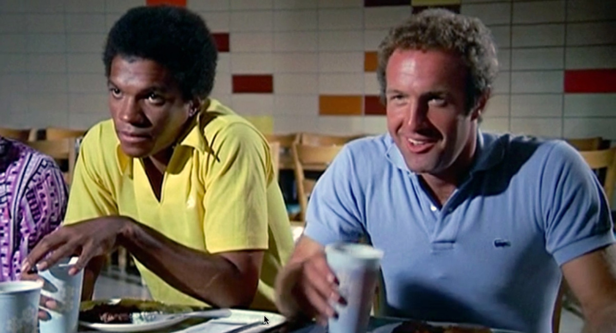 Billy Dee Williams as Gale Sayers and James Caan as Brian Piccolo in 'Brian's Song' (1971).