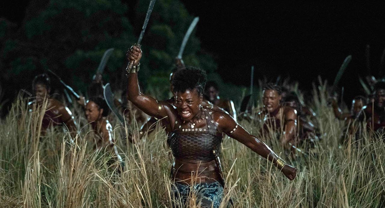 Viola Davis as Nanisca in TriStar Pictures' 'The Woman King.' Photo: Ilze Kitshoff.