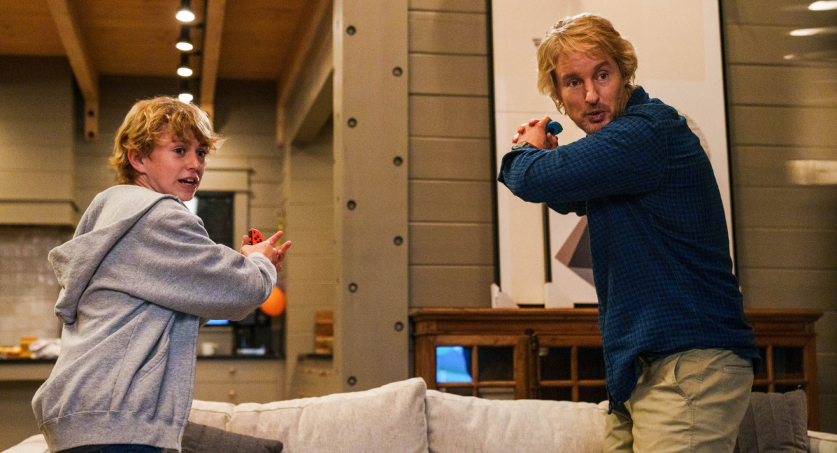 Walker Scobell as Charlie and Owen Wilson Jack in 'Secret Headquarters' from Paramount Pictures.