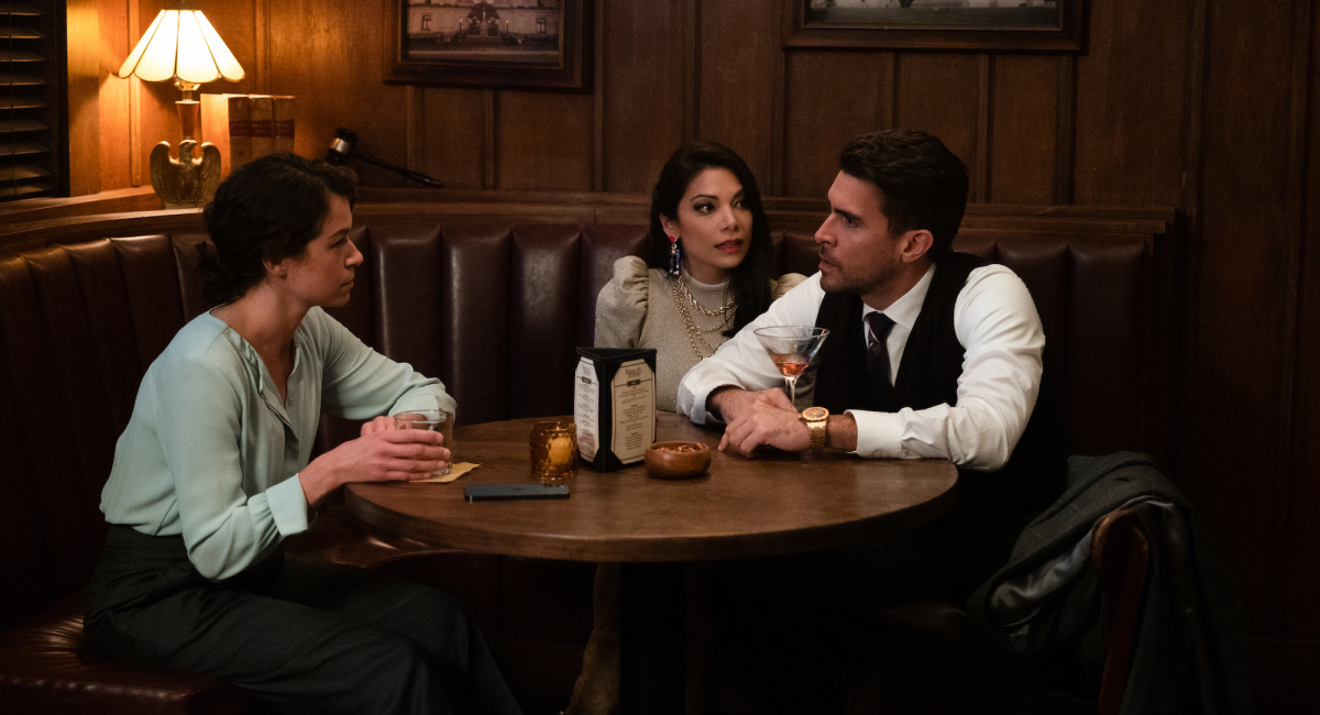 Tatiana Maslany as She-Hulk/Jennifer "Jen" Walters, Ginger Gonzaga as Nikki Ramos, and Josh Segarra as Pug in Marvel Studios' 'She-Hulk: Attorney At Law,' exclusively on Disney+.