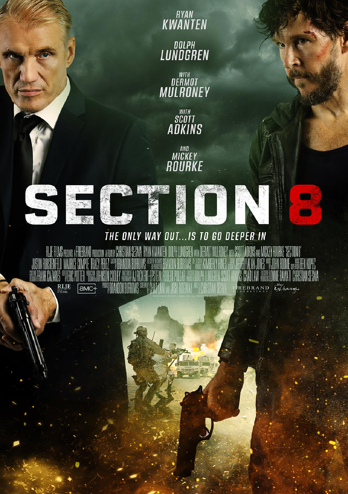 Dolph Lundgren and Ryan Kwanten in 'Section 8,' which will be in theaters and streaming on AMC+ beginning September 23, 2022.