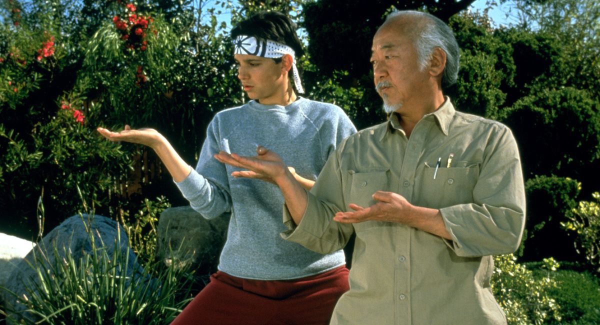 Ralph Macchio as Daniel LaRusso and Pat Morita as Mr. Miyagi in 1984's 'The Karate Kid.'