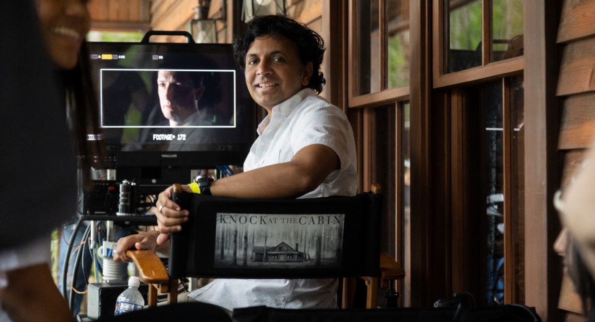 Director and co-writer M. Night Shyamalan on the set of his film 'Knock at the Cabin.'