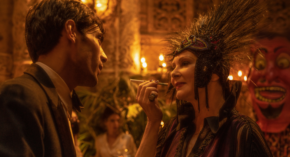 Diego Calva plays Manny Torres and Jean Smart plays Elinor St. John in 'Babylon' from Paramount Pictures.