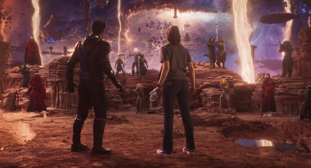 Paul Rudd as Scott Lang/Ant-Man and Kathryn Newton as Cassandra "Cassie" Lang in Marvel Studios' 'Ant-Man and the Wasp: Quantumania.'