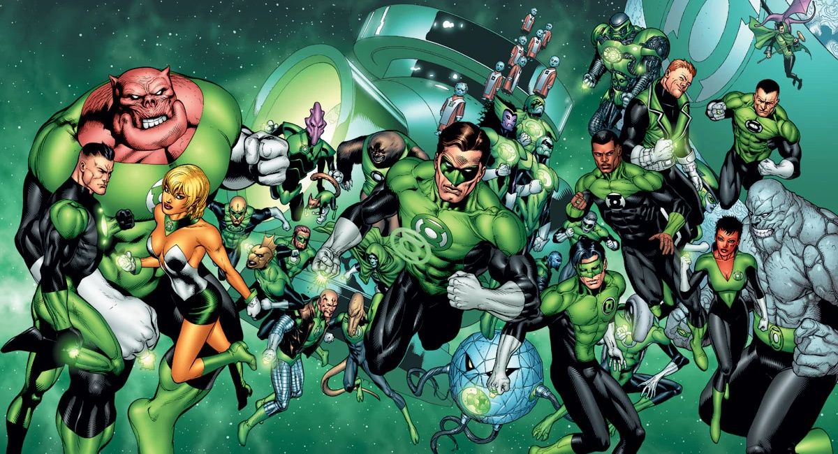 Hal Jordan and the Green Lantern Corps from DC Comics.