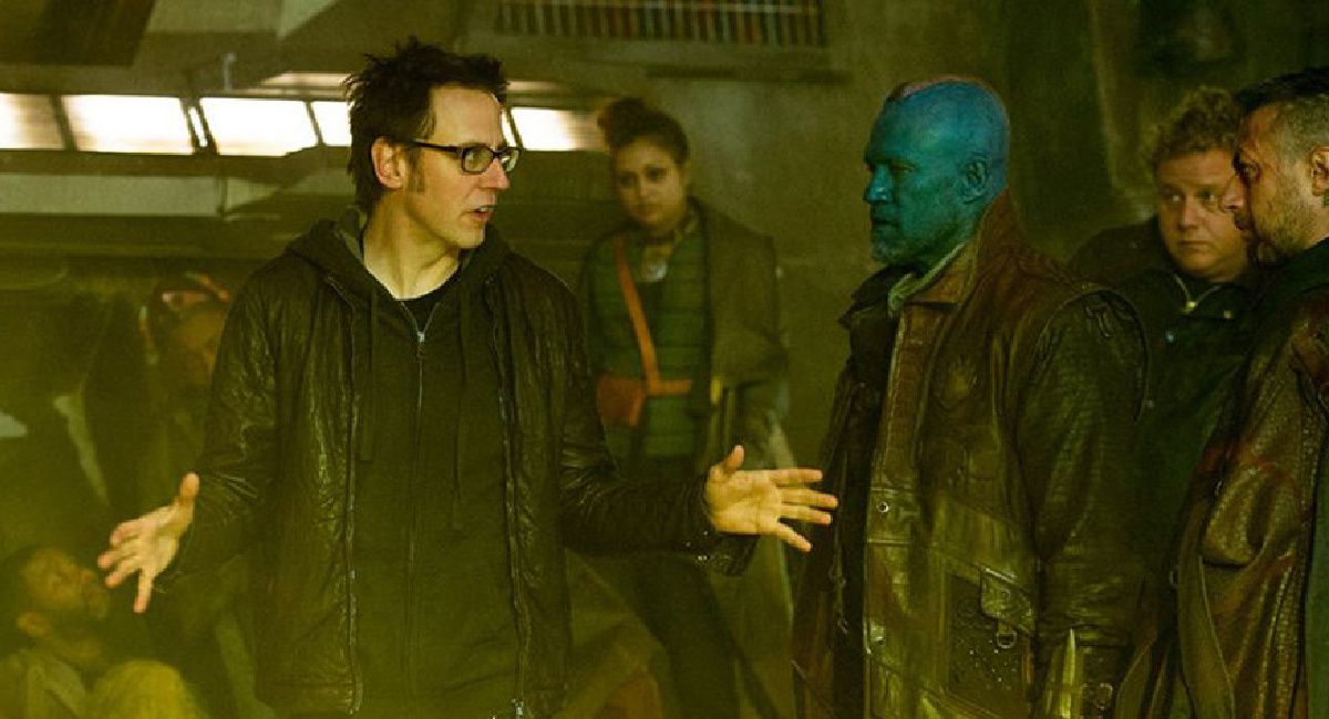 Director James Gunn, Michael Rooker, and Sean Gunn on the set of 'Guardians of the Galaxy Vol. 2.'