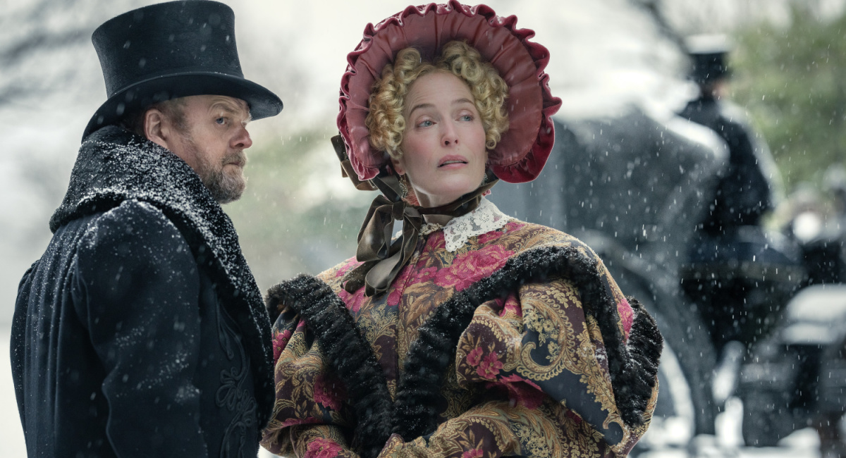 oby Jones as Dr. Marquis and Gillian Anderson as Julia in 'The Pale Blue Eye.'