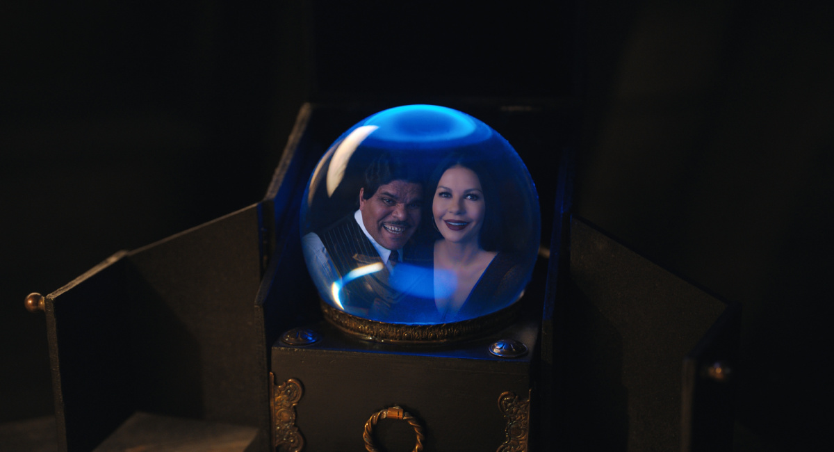 Luis Guzmán as Gomez Addams, and Catherine Zeta-Jones as Morticia Adams in 'Wednesday.'