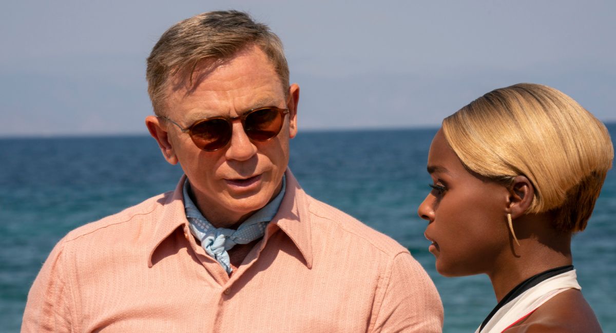 Daniel Craig as Detective Benoit Blanc and Janelle Monáe as Andi in 'Glass Onion: A Knives Out Mystery.'
